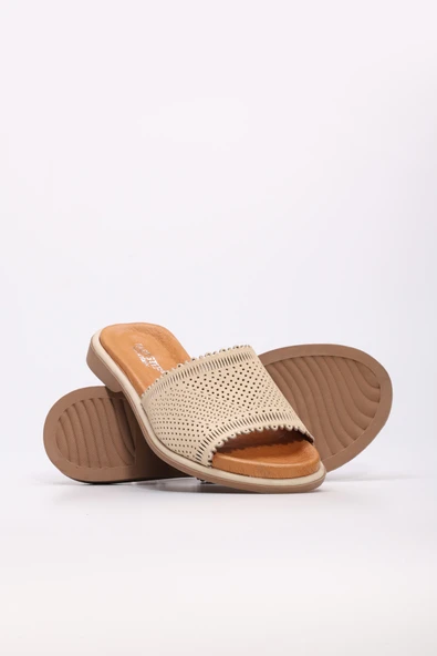 Hakiki Deri  Kadın Düz Terlik 972ZA1204 - Resim 3