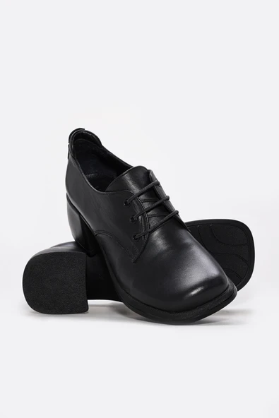 Hakiki Deri  Kadın Kalın Topuklu Ayakkabı 217ZA801 - Resim 3