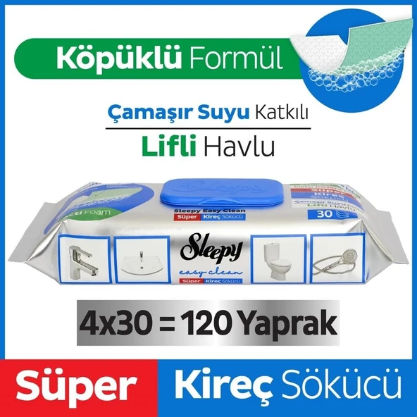 Sleepy Yüzey Temizlik Havlusu Kireç Çözücü Havlu 120 Yaprak