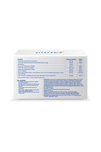 Vitafenix Aktif B Kompleks Benfotiamin B12 B6 Ve Tüm Aktif B Vitaminlerini Içeren Takviye 30 Kapsül