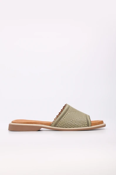 Hakiki Deri  Kadın Düz Terlik 972ZA1204 - Resim 12