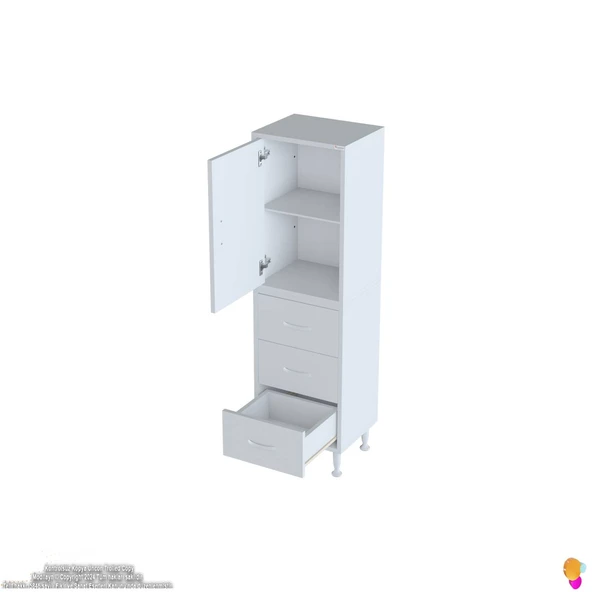 Modilayn İLKİM 40 x 138 x 32,5 cm' lik Kapak İçi Çift Raflı ve 3 Çekmeceli Düzen Harikası Dolap - 7