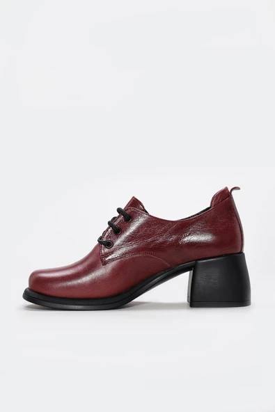 Hakiki Deri  Kadın Kalın Topuklu Ayakkabı 217ZA801 - Resim 7