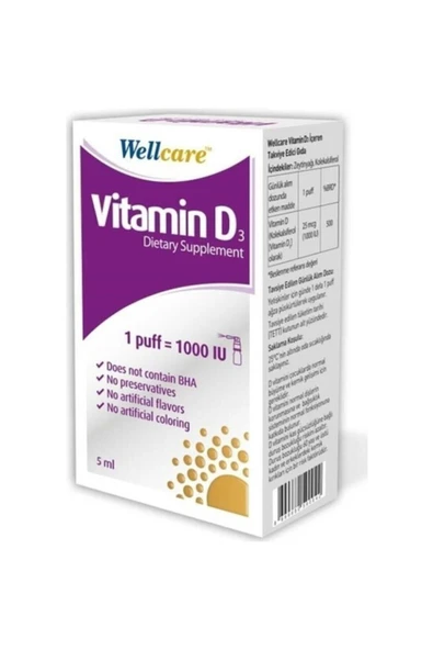 Wellcare Vitamin D3 1000 IU 5 ml