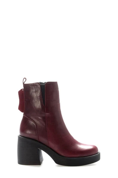 Hakiki Deri Kürklü  Kadın Kalın Topuklu Bot 217KZA0657-03 - Resim 9