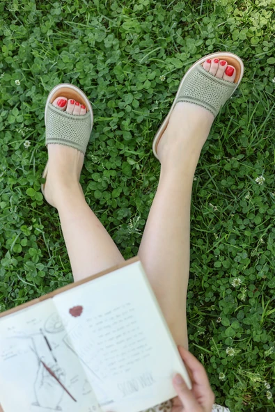 Hakiki Deri  Kadın Düz Terlik 972ZA1204 - Resim 11