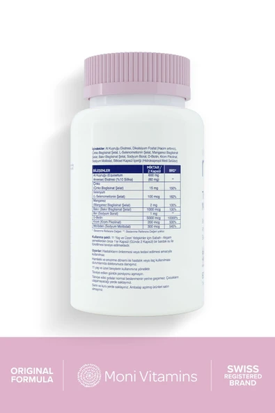Inatura Moni Trace Minerals Saç Vitamini Biotin, At Kuyruğu 60 Vegan Kapsül - 7