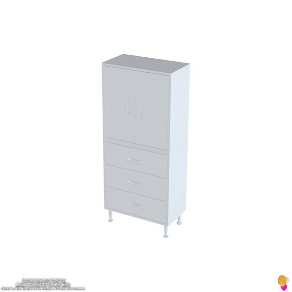 Modilayn İLKİM 65 x 138 x 32,5 cm' lik Kapak İçi Çift Raflı ve 3 Çekmeceli Düzen Harikası Dolap - 6