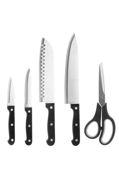 Tantitoni 5 Parça Siyah Saplı Bıçak Makas Seti SOFT BCK21S003SET5S