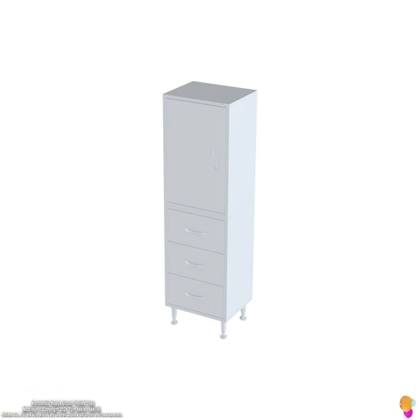 Modilayn İLKİM 45 x 138 x 32,5 cm' lik Kapak İçi Çift Raflı ve 3 Çekmeceli Düzen Harikası Dolap - Resim 6
