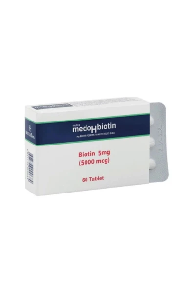 Nutrafarm Medohbiotin 5 Mg 60 Tablet (Saç, Cilt ve Tırnak Güçlendirici Vitamin) Biotin Gıda Takviyesi
