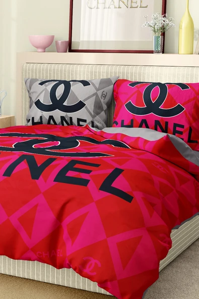 Marka Nevresim Takımı Çift Kişilik Pamuklu Saten Kumaş 6 Parça 3D Dijital Baskı Duvet Cover Set Model No:38 - 5