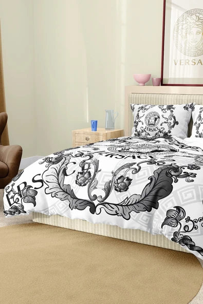 Marka Nevresim Takımı Çift Kişilik Pamuklu Saten Kumaş 6 Parça 3D Dijital Baskı Duvet Cover Set Model No:112 - 7