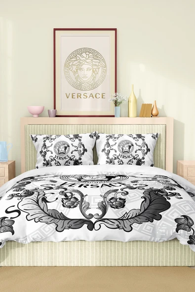 Marka Nevresim Takımı Çift Kişilik Pamuklu Saten Kumaş 6 Parça 3D Dijital Baskı Duvet Cover Set Model No:112 - 2