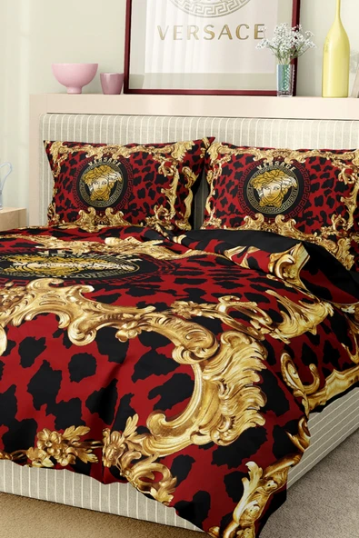 Marka Nevresim Takımı Çift Kişilik Pamuklu Saten Kumaş 6 Parça 3D Dijital Baskı Duvet Cover Set Model No:110 - 7