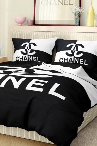 Marka Nevresim Takımı Çift Kişilik Pamuklu Saten Kumaş 6 Parça 3D Dijital Baskı Duvet Cover Set Model No:30 - 4