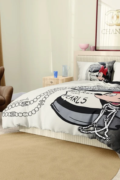 Marka Nevresim Takımı Çift Kişilik Pamuklu Saten Kumaş 6 Parça 3D Dijital Baskı Duvet Cover Set Model No:31 - 7