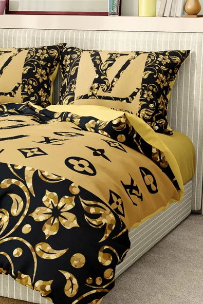 Marka Nevresim Takımı Çift Kişilik Pamuklu Saten Kumaş 6 Parça 3D Dijital Baskı Duvet Cover Set Model No:84 - 3