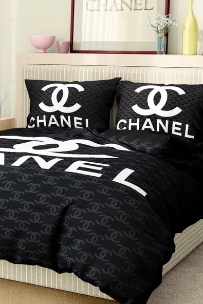 Marka Nevresim Takımı Çift Kişilik Pamuklu Saten Kumaş 6 Parça 3D Dijital Baskı Duvet Cover Set Model No:34 - 5