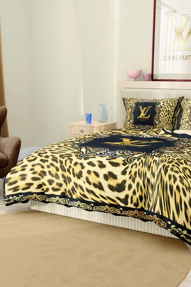 Marka Nevresim Takımı Çift Kişilik Pamuklu Saten Kumaş 6 Parça 3D Dijital Baskı Duvet Cover Set Model No:78 - 7
