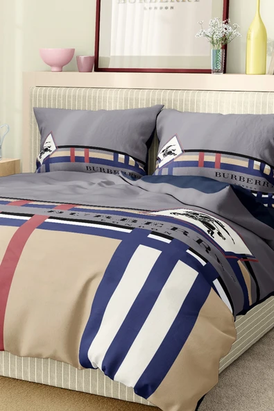 Marka Nevresim Takımı Çift Kişilik Pamuklu Saten Kumaş 6 Parça 3D Dijital Baskı Duvet Cover Set Model No:10 - 6