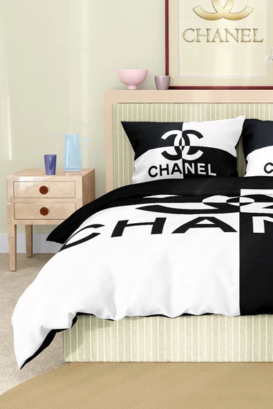 Marka Nevresim Takımı Çift Kişilik Pamuklu Saten Kumaş 6 Parça 3D Dijital Baskı Duvet Cover Set Model No:30 - 5