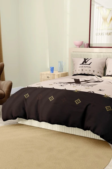 Nevresim Takımı Çift Kişilik Pamuklu Saten Kumaş 6 Parça 3D Dijital Baskı Duvet Cover Set Model No:75 - 6