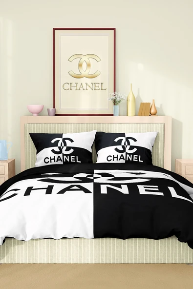 Marka Nevresim Takımı Çift Kişilik Pamuklu Saten Kumaş 6 Parça 3D Dijital Baskı Duvet Cover Set Model No:30 - 2