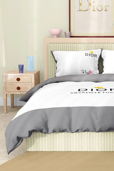 Marka Nevresim Takımı Çift Kişilik Pamuklu Saten Kumaş 6 Parça 3D Dijital Baskı Duvet Cover Set Model No:47 - 5