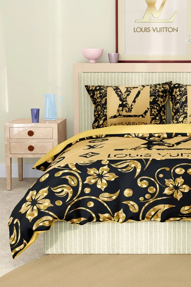 Marka Nevresim Takımı Çift Kişilik Pamuklu Saten Kumaş 6 Parça 3D Dijital Baskı Duvet Cover Set Model No:84 - 4