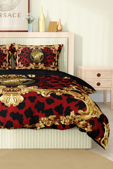 Marka Nevresim Takımı Çift Kişilik Pamuklu Saten Kumaş 6 Parça 3D Dijital Baskı Duvet Cover Set Model No:110 - 3