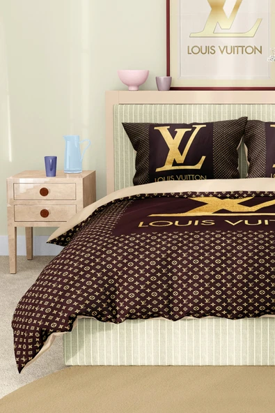 Nevresim Takımı Çift Kişilik Pamuklu Saten Kumaş 6 Parça 3D Dijital Baskı Duvet Cover Set Model No:76 - 6