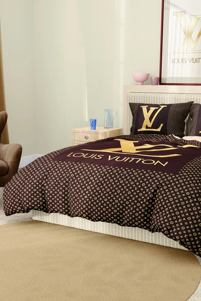 Nevresim Takımı Çift Kişilik Pamuklu Saten Kumaş 6 Parça 3D Dijital Baskı Duvet Cover Set Model No:76 - 5