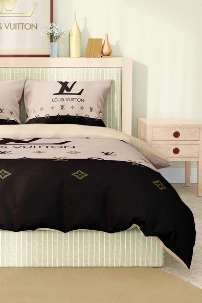 Marka Nevresim Takımı Çift Kişilik Pamuklu Saten Kumaş 6 Parça 3D Dijital Baskı Duvet Cover Set Model No:75 - 7