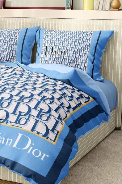 Marka Nevresim Takımı Çift Kişilik Pamuklu Saten Kumaş 6 Parça 3D Dijital Baskı Duvet Cover Set Model No:40 - 5