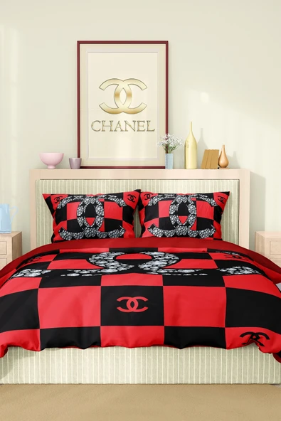 Marka Nevresim Takımı Çift Kişilik Pamuklu Saten Kumaş 6 Parça 3D Dijital Baskı Duvet Cover Set Model No:37 - 2