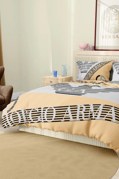 Marka Nevresim Takımı Çift Kişilik Pamuklu Saten Kumaş 6 Parça 3D Dijital Baskı Duvet Cover Set Model No:2 - 6