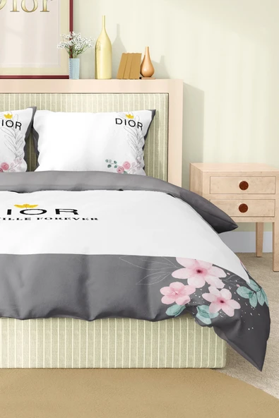 Marka Nevresim Takımı Çift Kişilik Pamuklu Saten Kumaş 6 Parça 3D Dijital Baskı Duvet Cover Set Model No:47 - 6