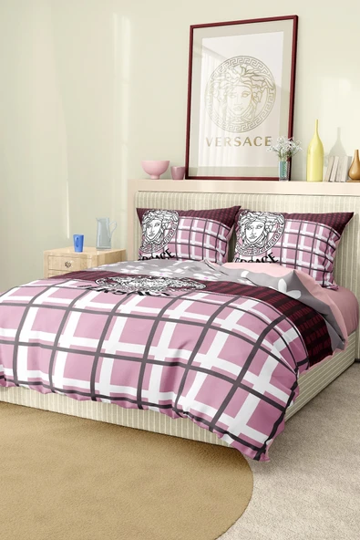 Marka Nevresim Takımı Çift Kişilik Pamuklu Saten Kumaş 6 Parça 3D Dijital Baskı Duvet Cover Set Model No:119