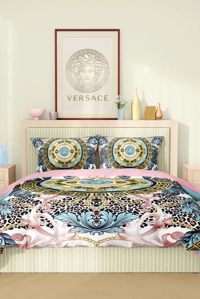 Marka Nevresim Takımı Çift Kişilik Pamuklu Saten Kumaş 6 Parça 3D Dijital Baskı Duvet Cover Set Model No:116 - 2