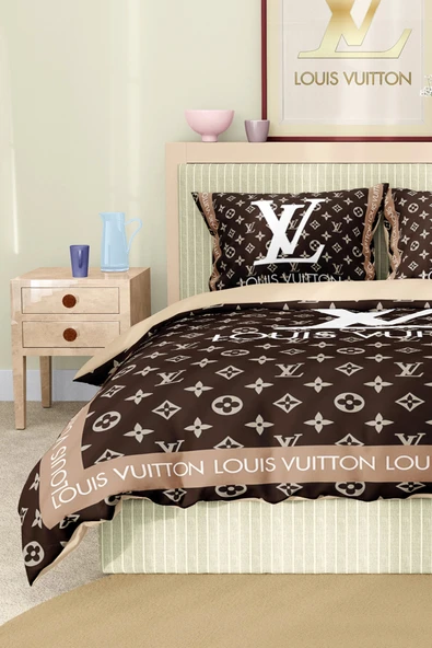 Nevresim Takımı Çift Kişilik Pamuklu Saten Kumaş 6 Parça 3D Dijital Baskı Duvet Cover Set Model No:74 - 5