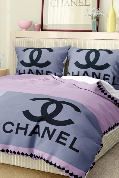 Marka Nevresim Takımı Çift Kişilik Pamuklu Saten Kumaş 6 Parça 3D Dijital Baskı Duvet Cover Set Model No:26 - 5