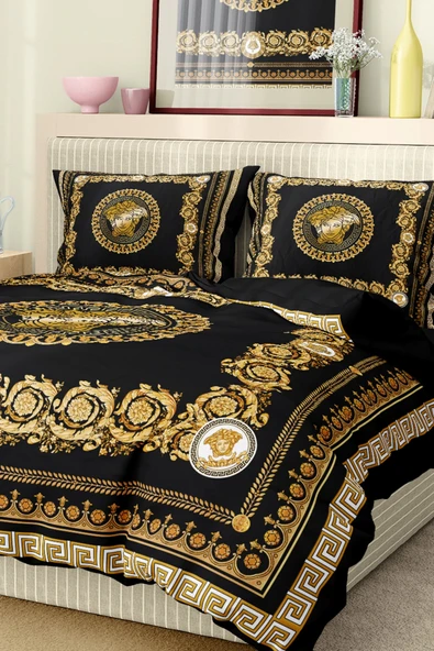 Nevresim Takımı Çift Kişilik Pamuklu Saten Kumaş 6 Parça 3D Dijital Baskı Duvet Cover Set Model No:108 - 6