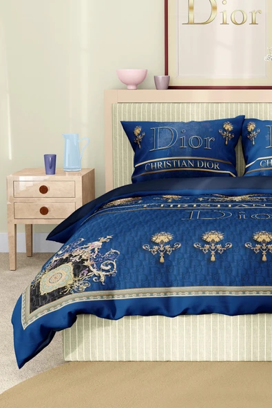 Marka Nevresim Takımı Çift Kişilik Pamuklu Saten Kumaş 6 Parça 3D Dijital Baskı Duvet Cover Set Model No:43 - 5