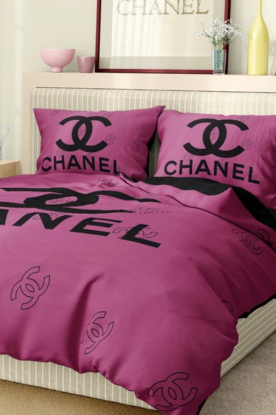 Nevresim Takımı Çift Kişilik Pamuklu Saten Kumaş 6 Parça 3D Dijital Baskı Duvet Cover Set Model No:33 - 5