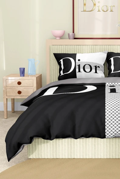 Marka Nevresim Takımı Çift Kişilik Pamuklu Saten Kumaş 6 Parça 3D Dijital Baskı Duvet Cover Set Model No:45 - 3