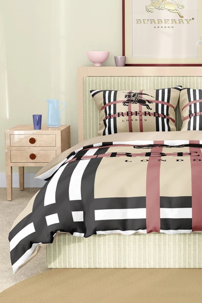Marka Nevresim Takımı Çift Kişilik Pamuklu Saten Kumaş 6 Parça 3D Dijital Baskı Duvet Cover Set Model No:12 - 5