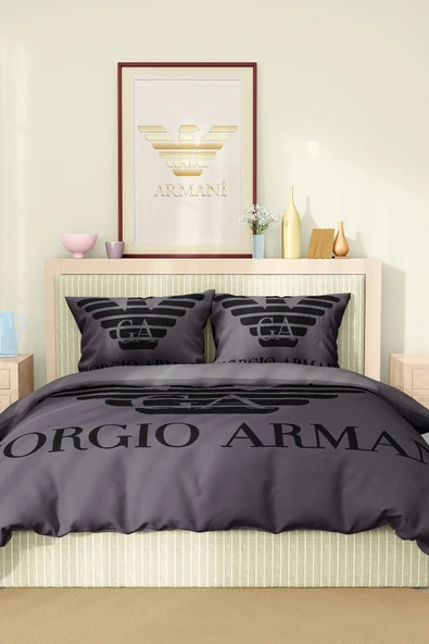 Nevresim Takımı Çift Kişilik Pamuklu Saten Kumaş 6 Parça 3D Dijital Baskı Duvet Cover Set Model No:1 - 2