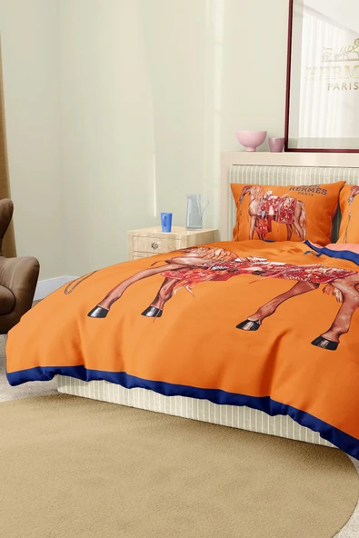 Nevresim Takımı Çift Kişilik Pamuklu Saten Kumaş 6 Parça 3D Dijital Baskı Duvet Cover Set Model No:61 - 6