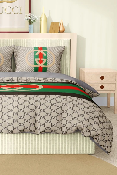 Marka Nevresim Takımı Çift Kişilik Pamuklu Saten Kumaş 6 Parça 3D Dijital Baskı Duvet Cover Set Model No:59 - 4